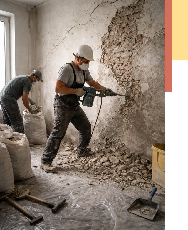 Демонтаж штукатурки со стен в Анапе от 7476 руб/м² — быстро и недорого | ОТДЕЛОЧНИК-Нпа