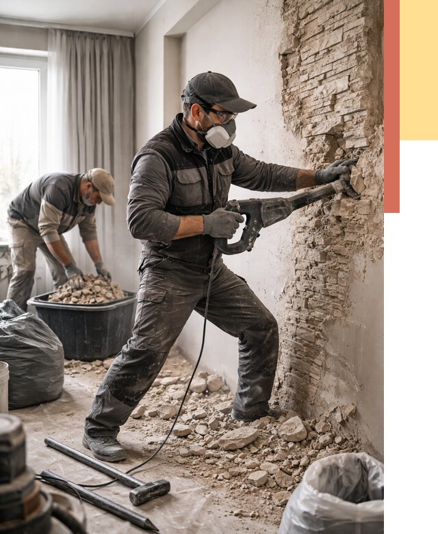 Демонтаж декоративного камня в Анапе от 1506 руб/м² — быстро и недорого | ОТДЕЛОЧНИК-Нпа