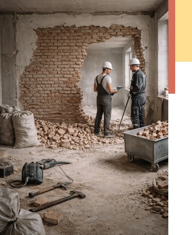 Демонтаж кирпичных стен в Анапе от 4361 руб. — быстро, недорого, под ключ | ОТДЕЛОЧНИК-Нпа