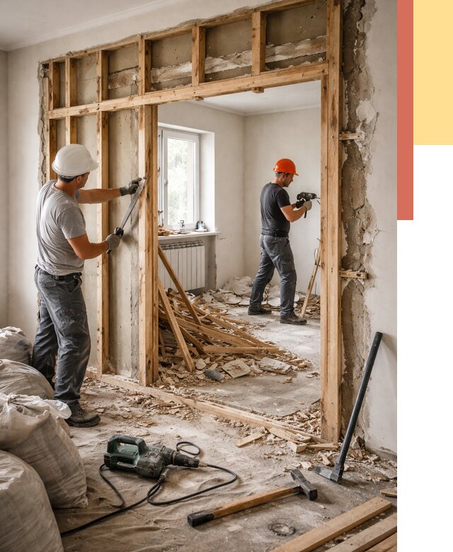 Демонтаж деревянных перегородок в Анапе от 3323 руб. — быстро и недорого | ОТДЕЛОЧНИК-Нпа