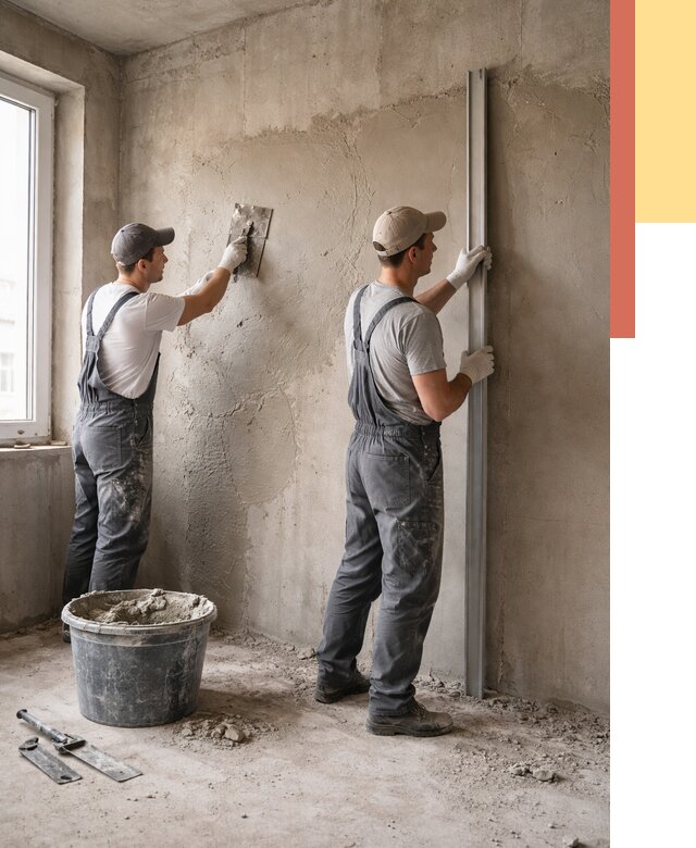 Штукатурка бетонных стен в Анапе от 4673 руб/м² — качественно и быстро | ОТДЕЛОЧНИК-Нпа