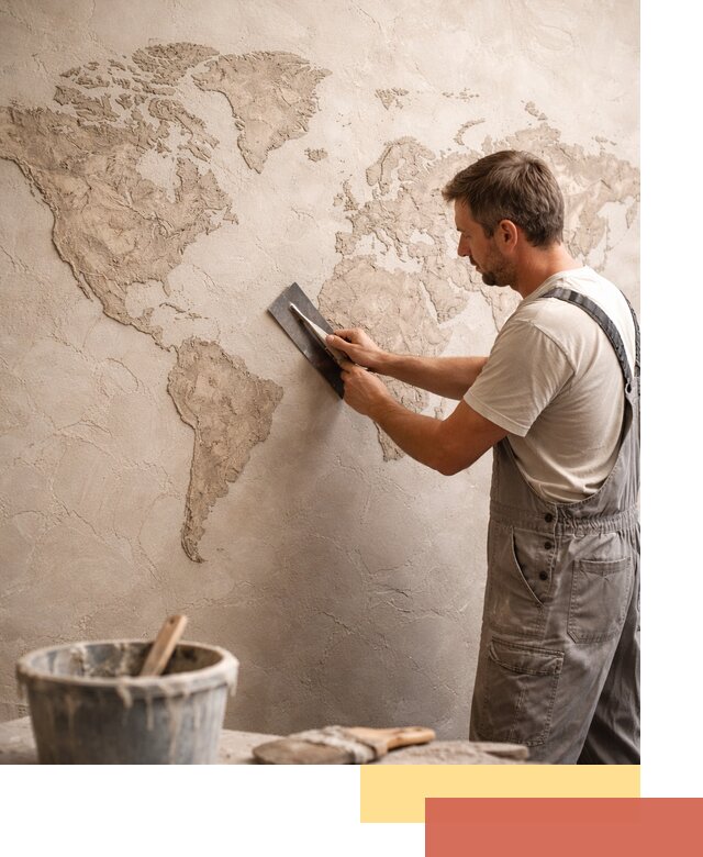 Декоративная штукатурка «Карта мира» под ключ в Анапе