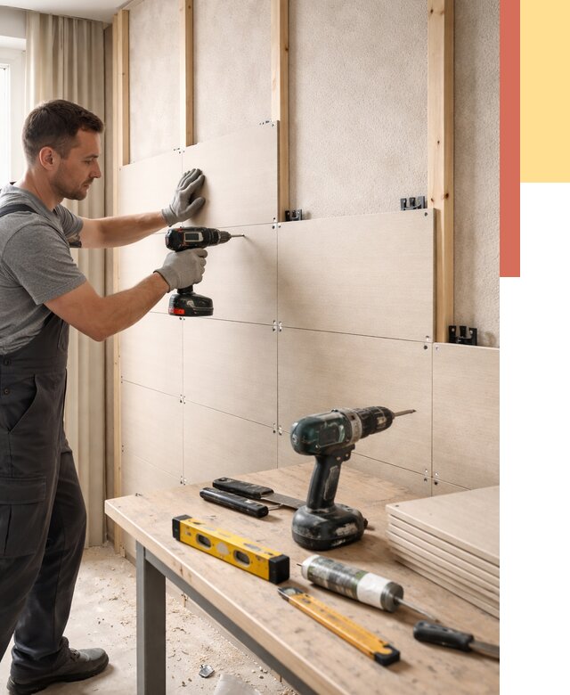 Монтаж МДФ панелей на стены в Анапе от 1298 руб. под ключ | ОТДЕЛОЧНИК-Нпа