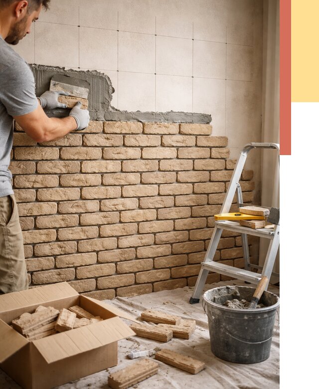 Монтаж декоративного кирпича в Анапе от 3323 руб./м² — быстро и недорого | ОТДЕЛОЧНИК-Нпа