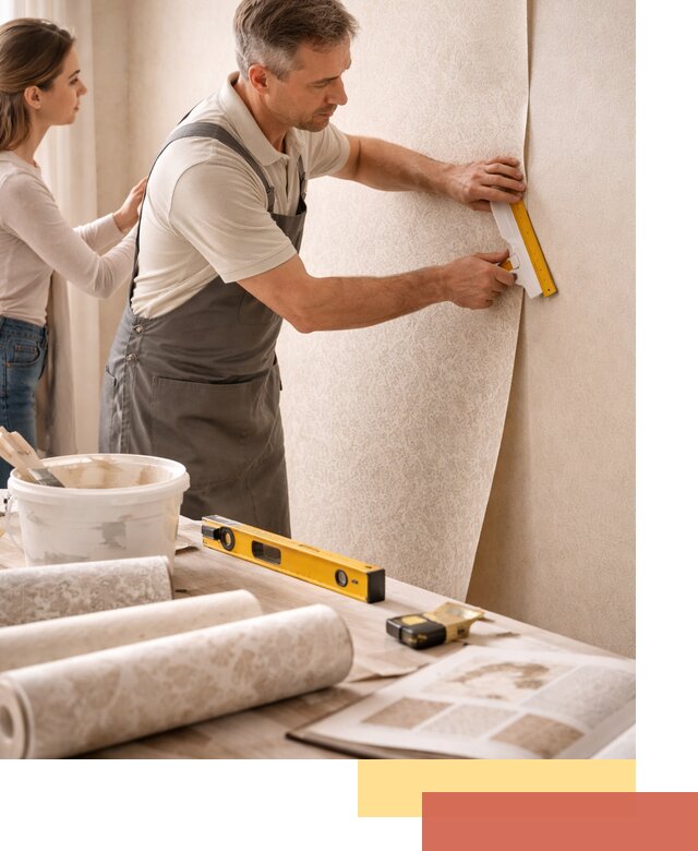 Поклейка обоев с подбором рисунка в Анапе