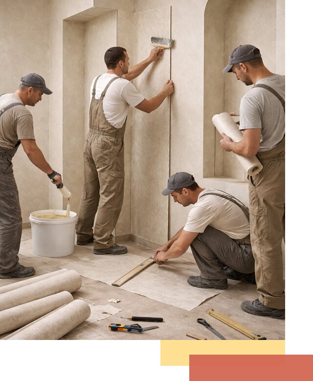 Поклейка обоев на сложные стены и неровные поверхности в Анапе