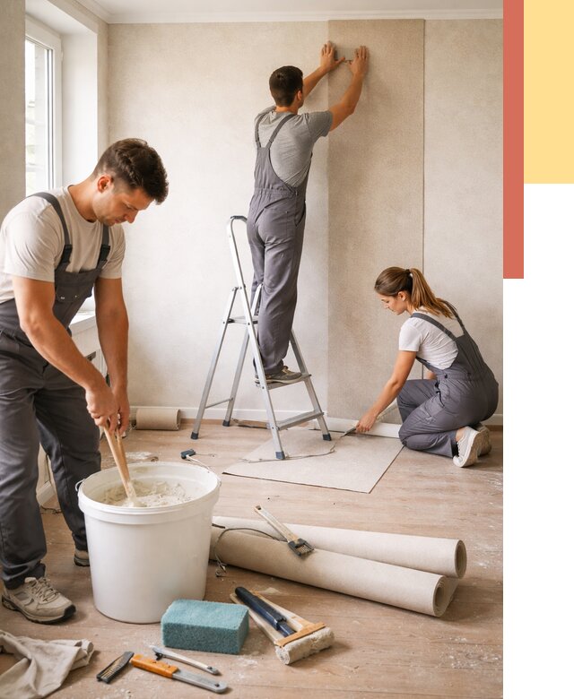 Оклейка стен обоями в Анапе от 3634 руб/м2 — быстро и недорого | ОТДЕЛОЧНИК-Нпа