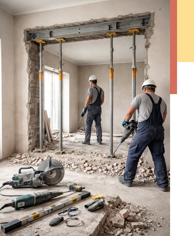 Прорезка проема в стене в Анапе от 4673 руб. — быстро и недорого | ОТДЕЛОЧНИК-Нпа