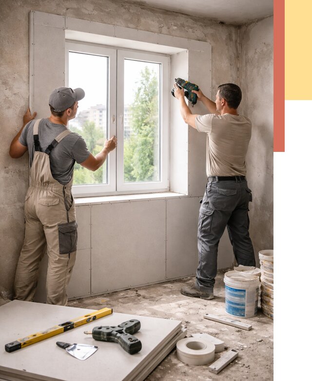 Монтаж откосов из гипсокартона в Анапе от 4673 руб. под ключ | ОТДЕЛОЧНИК-Нпа