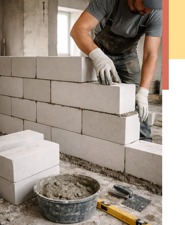 Кладка перегородок из силикатного блока в Анапе от 4154 руб. под ключ | ОТДЕЛОЧНИК-Нпа