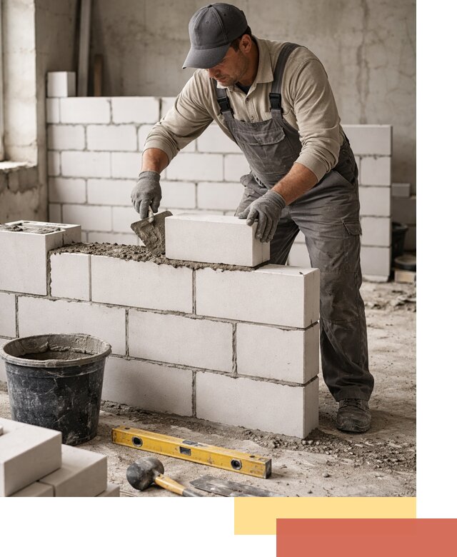 Кладка перегородок из силикатного блока в Анапе