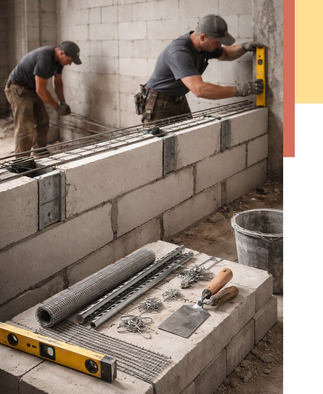 Армирование кладки перегородок в Анапе от 779 руб. под ключ | ОТДЕЛОЧНИК-Нпа
