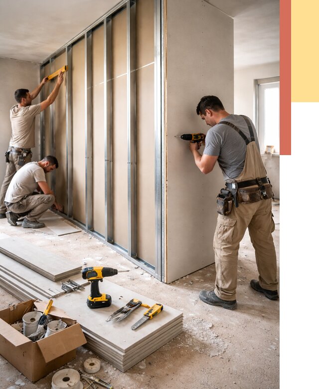 Монтаж однослойной перегородки из гипсокартона в Анапе от 675 руб. | ОТДЕЛОЧНИК-Нпа