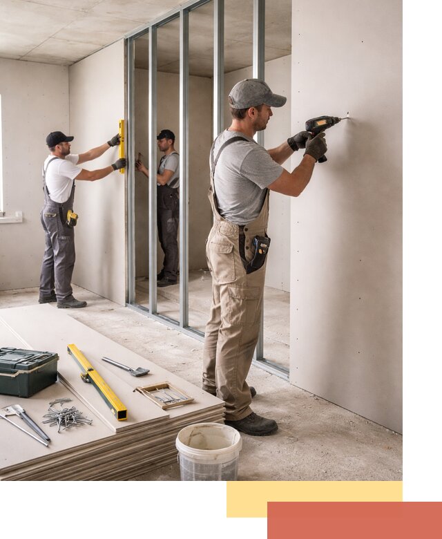 Однослойная перегородка из гипсокартона в Анапе под ключ, монтаж и отделка