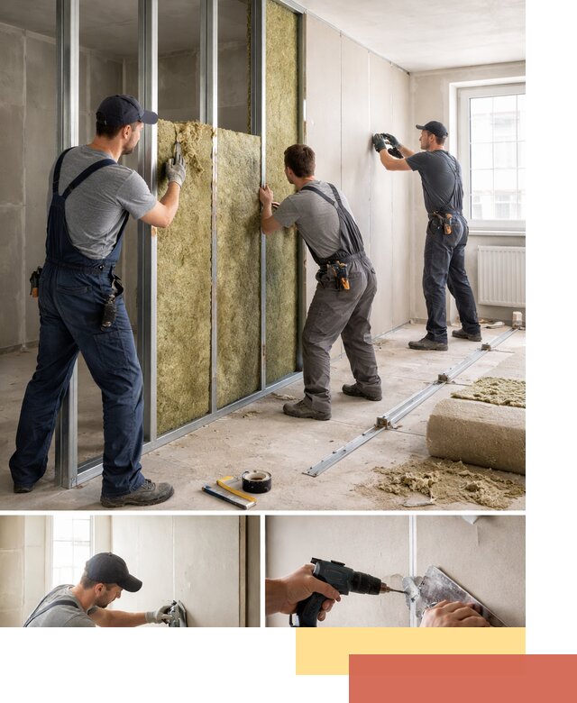 Перегородка из гипсокартона с шумоизоляцией в Анапе — монтаж под ключ