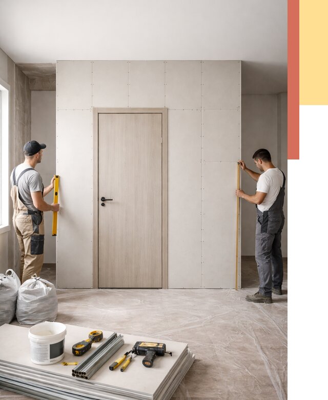 Перегородка из гипсокартона с дверью в Анапе от 4673 руб. под ключ | ОТДЕЛОЧНИК-Нпа