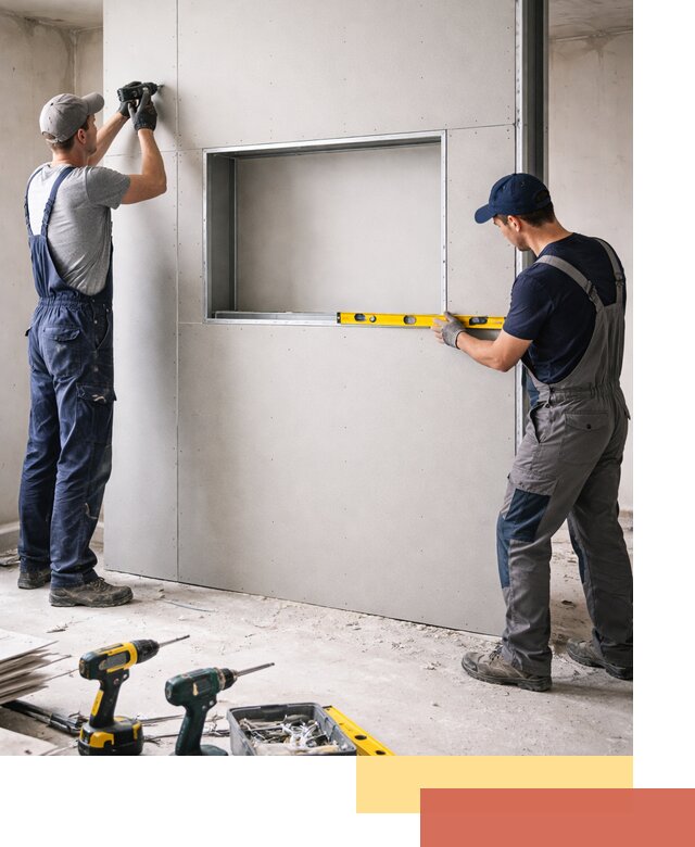 Перегородка из гипсокартона с нишей под декор в Анапе