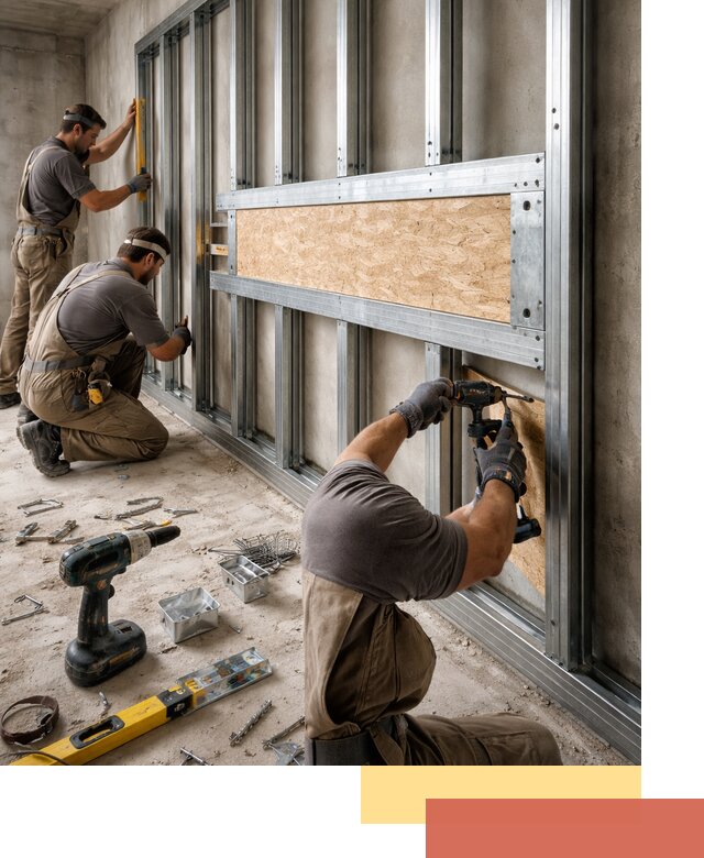 Усиленная перегородка для крепления тяжёлых конструкций в Анапе