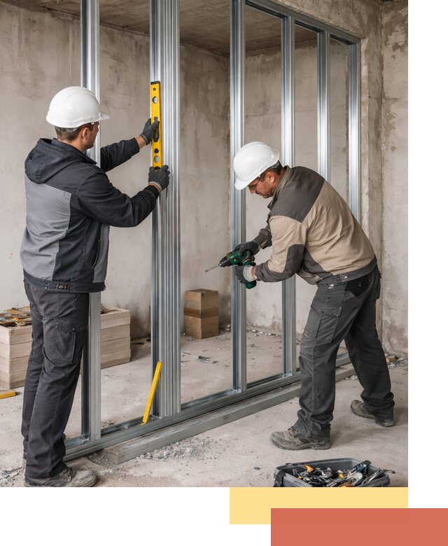 Монтаж каркаса перегородки из профиля в Анапе