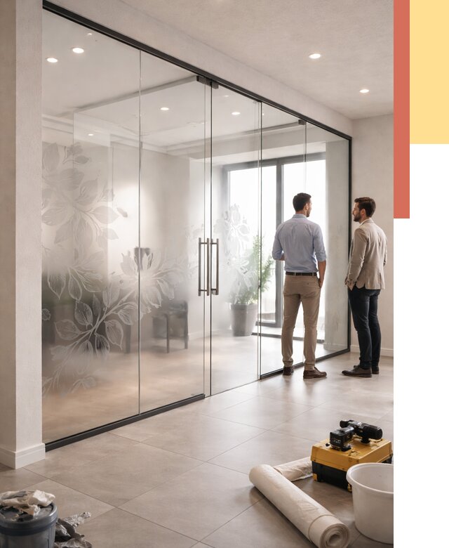 Стеклянные перегородки с рисунком в Анапе от 12980 руб. монтаж и нанесение | ОТДЕЛОЧНИК-Нпа