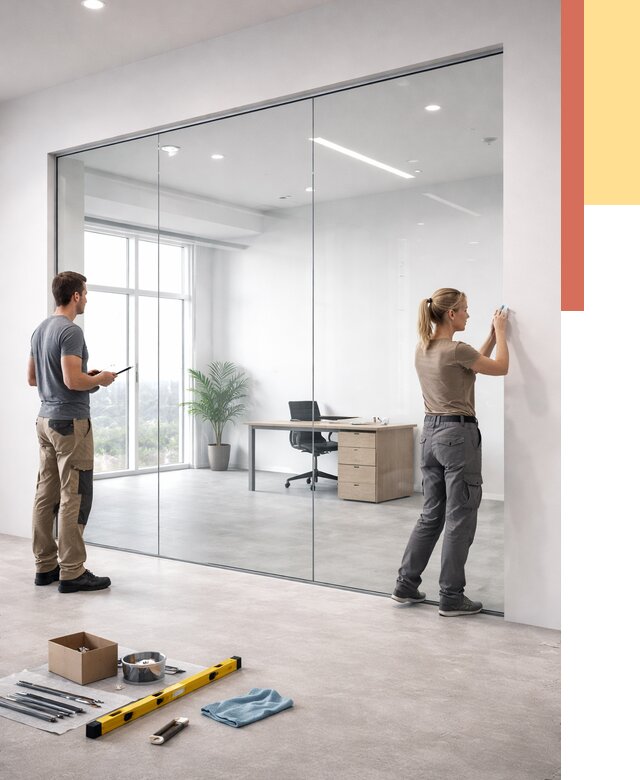 Перегородки из закаленного стекла в Анапе от 9865 руб. под ключ | ОТДЕЛОЧНИК-Нпа