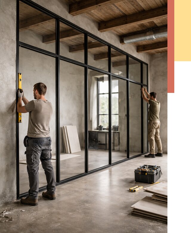 Стеклянные перегородки лофт в Анапе от 10903 руб. под ключ | ОТДЕЛОЧНИК-Нпа