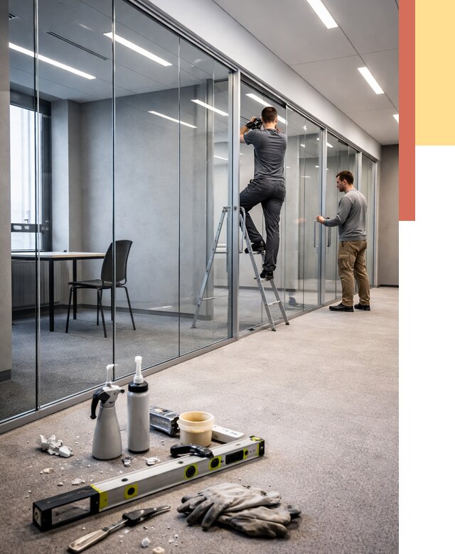 Стеклянные офисные перегородки в Анапе от 8826 руб. — монтаж и установка | ОТДЕЛОЧНИК-Нпа