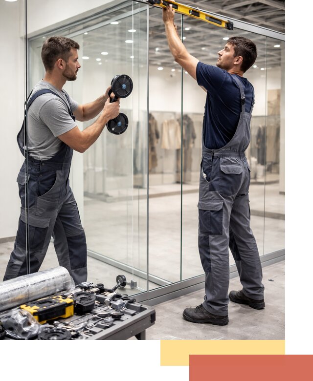 Стеклянные перегородки для магазинов в Анапе — монтаж и установка