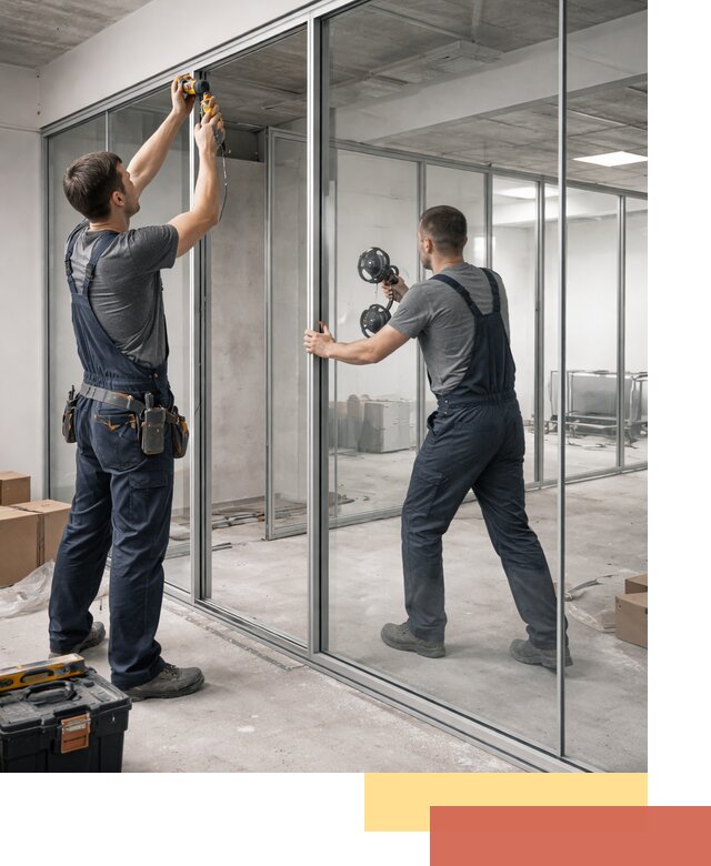 Алюминиевые перегородки со стеклом в Анапе — изготовление и монтаж