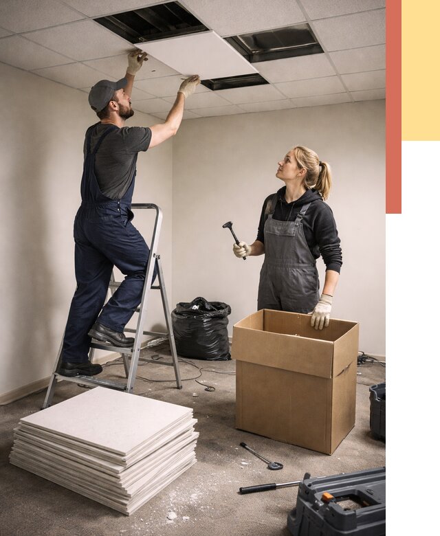 Демонтаж потолочной плитки в Анапе от 4673 руб. быстро и недорого | ОТДЕЛОЧНИК-Нпа