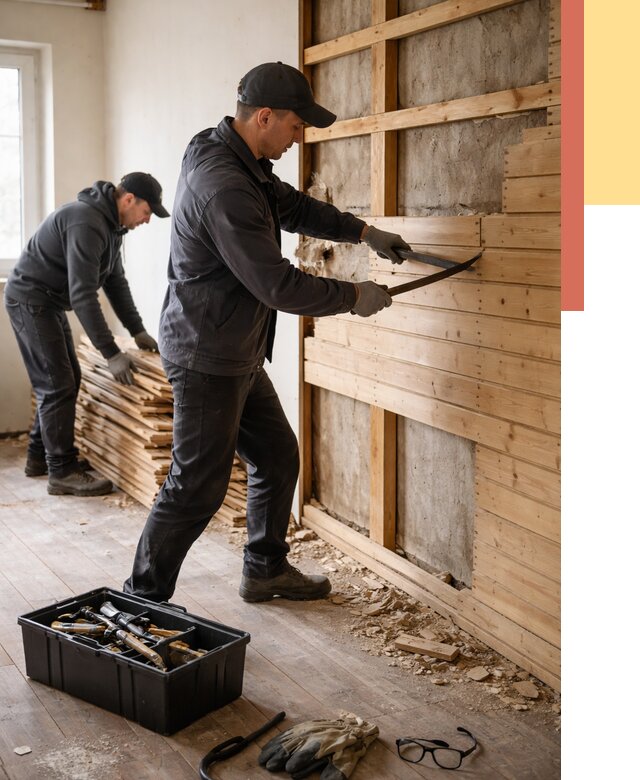 Демонтаж вагонки в Анапе от 3946 руб/м2 — быстро и недорого | ОТДЕЛОЧНИК-Нпа