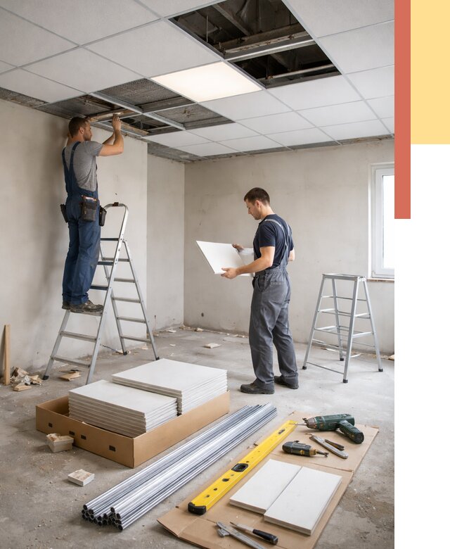 Монтаж потолка армстронг в Анапе от 4673 руб/м2 — быстрая установка под ключ | ОТДЕЛОЧНИК-Нпа