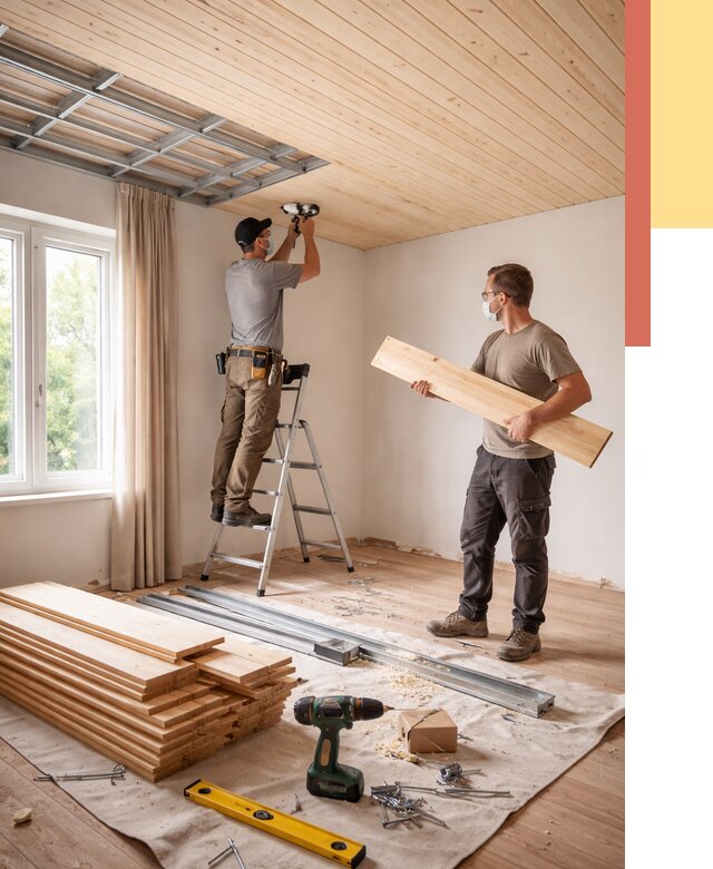 Монтаж потолка из вагонки в Анапе от 6750 руб. | Быстро и недорого — ОТДЕЛОЧНИК-Нпа