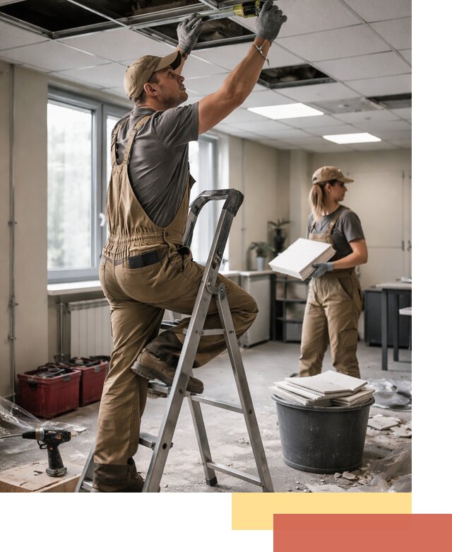 Ремонт потолка Армстронг и замена плит в Анапе