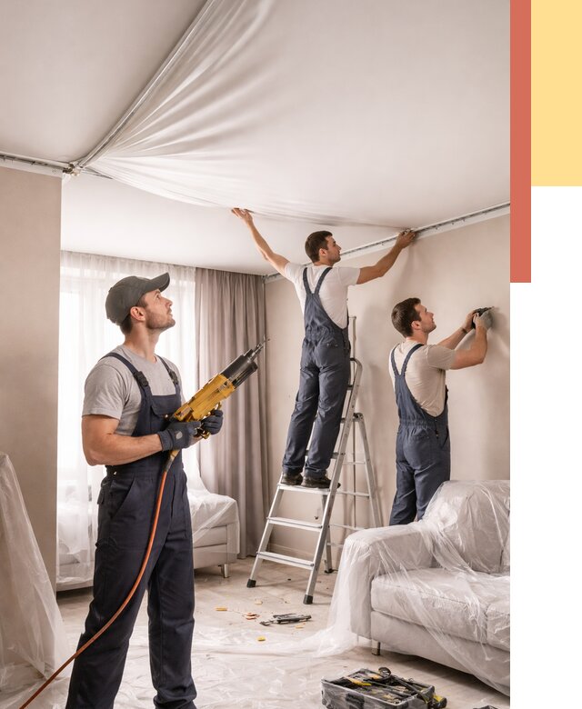 Установка натяжного потолка в Анапе от 4673 руб. | Быстро и недорого — ОТДЕЛОЧНИК-Нпа