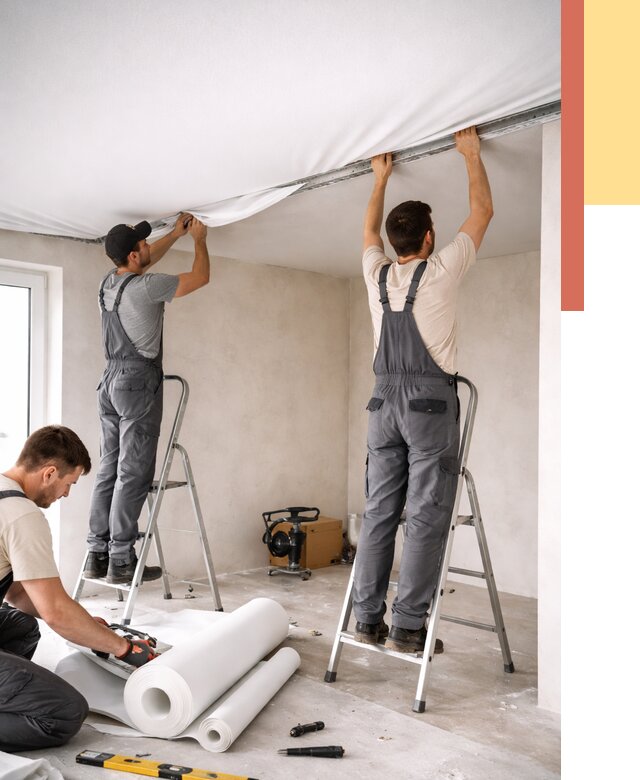 Монтаж тканевого натяжного потолка в Анапе от 3634 руб. под ключ | ОТДЕЛОЧНИК-Нпа