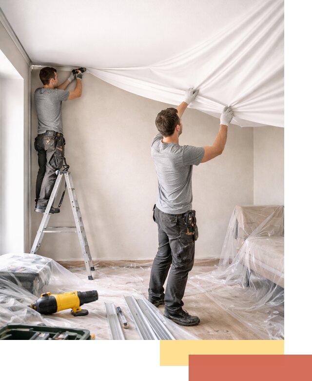 Монтаж тканевого натяжного потолка в Анапе недорого и быстро