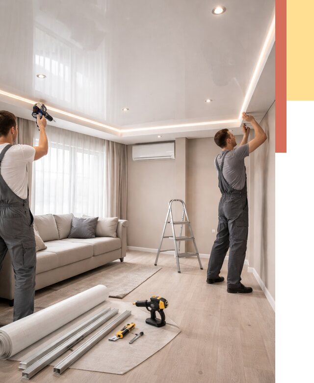 Монтаж глянцевого натяжного потолка в Анапе от 779 руб. под ключ | ОТДЕЛОЧНИК-Нпа