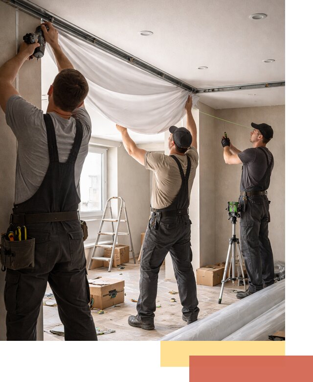 Монтаж парящего натяжного потолка под ключ в Анапе