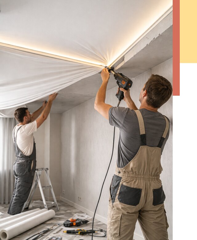 Монтаж натяжного потолка с подсветкой в Анапе от 986 руб. | ОТДЕЛОЧНИК-Нпа