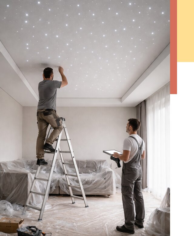 Монтаж натяжного потолка «звездное небо» в Анапе от 6750 руб. | ОТДЕЛОЧНИК-Нпа