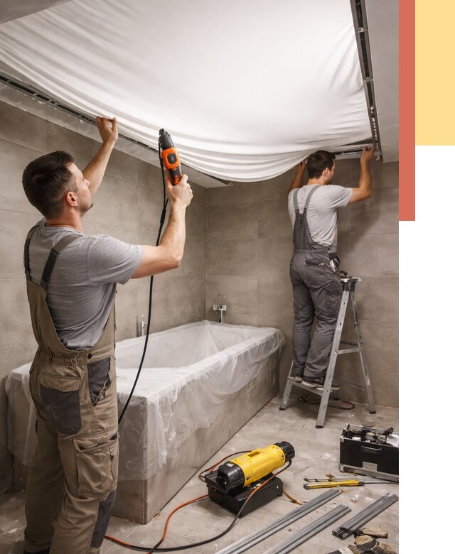 Монтаж натяжного потолка в ванной в Анапе от 1246 руб. под ключ | ОТДЕЛОЧНИК-Нпа