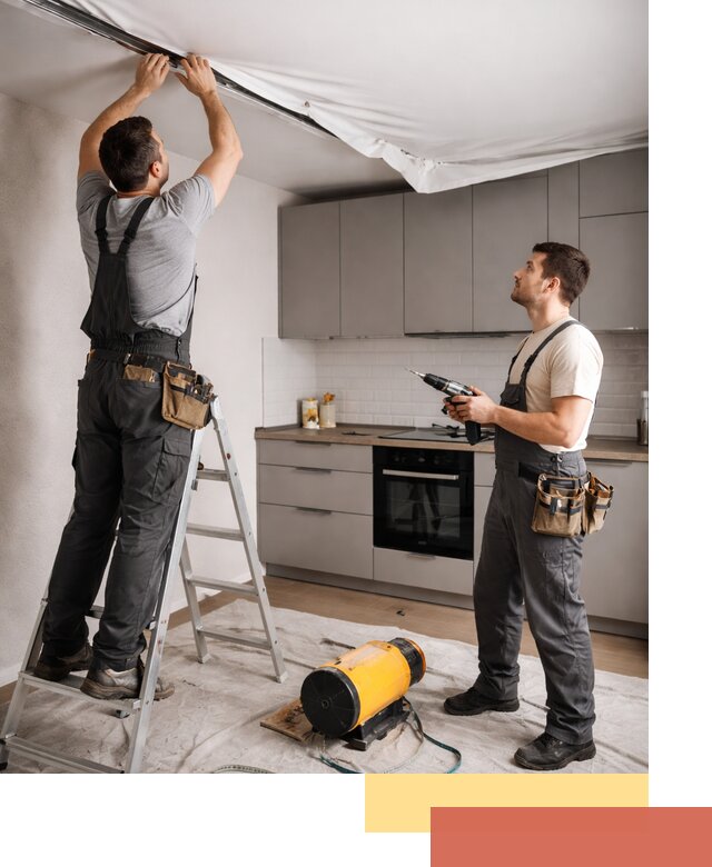 Монтаж натяжного потолка на кухне в Анапе