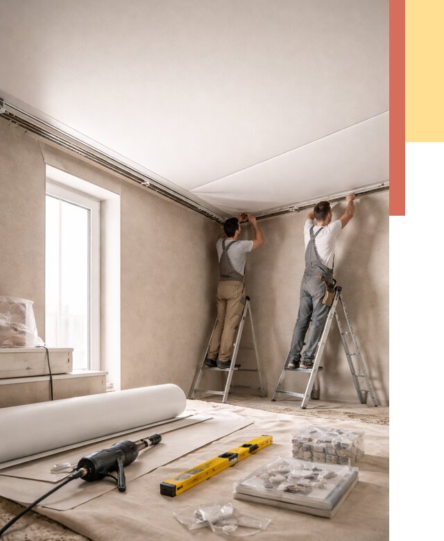 Монтаж натяжного потолка в спальне в Анапе от 3946 руб. под ключ | ОТДЕЛОЧНИК-Нпа