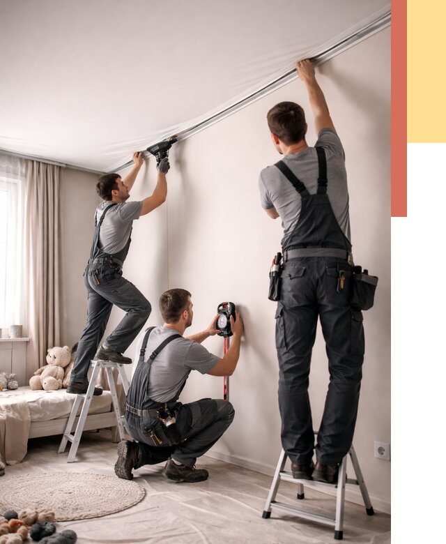 Монтаж натяжного потолка в детской в Анапе от 3634 руб. — быстро и недорого | ОТДЕЛОЧНИК-Нпа