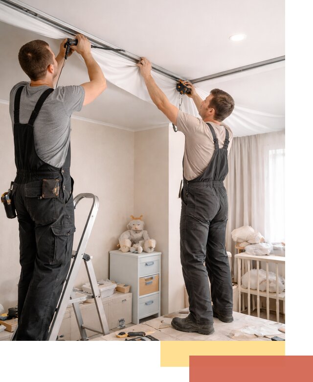 Монтаж натяжного потолка в детской комнате в Анапе