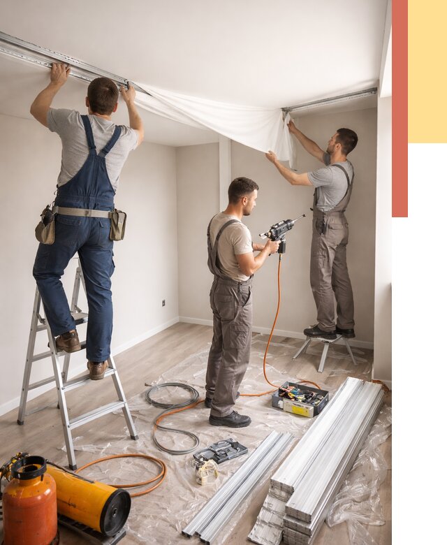 Монтаж натяжного потолка в студии в Анапе от 5711 руб. — быстро и недорого | ОТДЕЛОЧНИК-Нпа