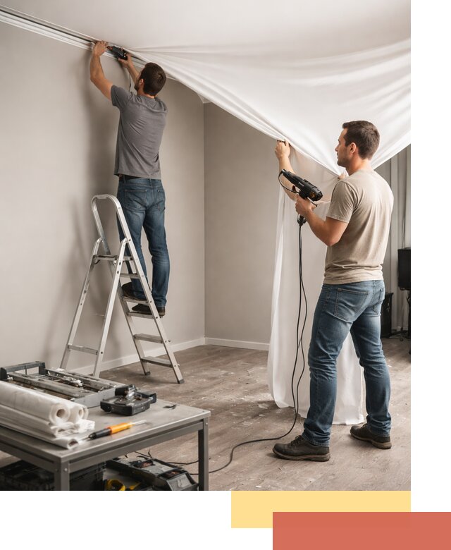 Монтаж натяжного потолка в студии в Анапе