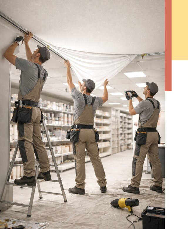 Монтаж натяжного потолка в магазине в Анапе от 4673 руб. быстро и недорого | ОТДЕЛОЧНИК-Нпа