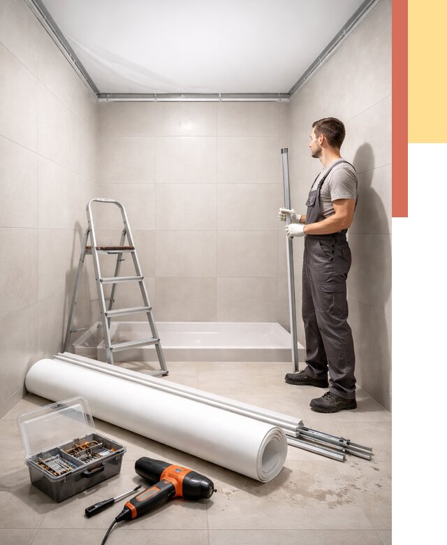 Монтаж натяжного потолка в санузле в Анапе от 1921 руб. — ОТДЕЛОЧНИК-Нпа